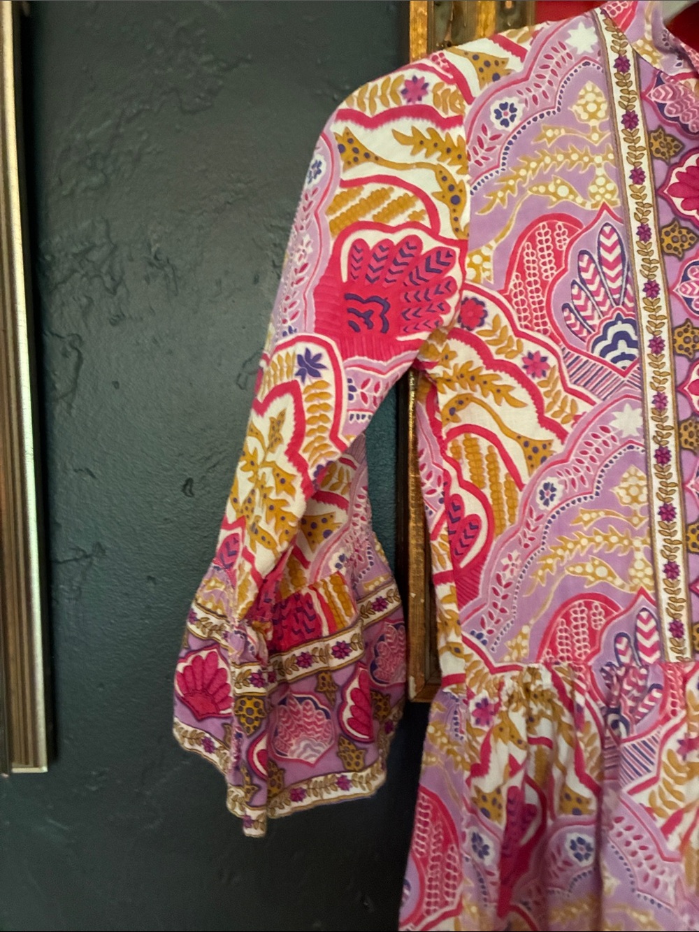 Mary marshmallow Pink & Gold Paisley Tunic Dress - Picture 2 of 6